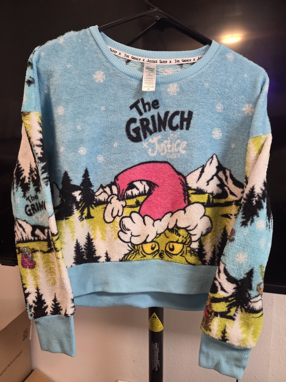 Justice x The Grinch Plush Holiday Crewneck Sweater